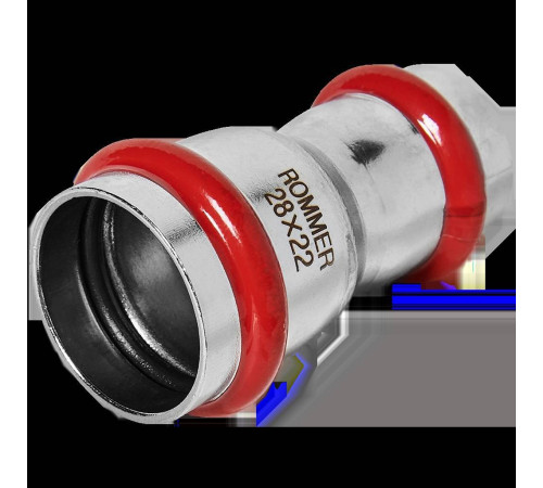 Муфта переходная ROMMER из нержавеющей стали пресс 28х22 мм RSS-0018-002822