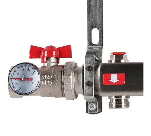 Коллектор из нержавеющей стали в сборе без расходомеров ROMMER 9 выходов RMS-3210-000009
