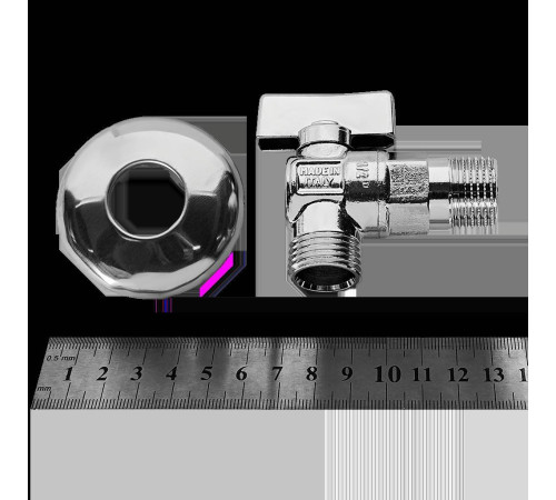 Кран шаровой угловой BUGATTI Miami 1/2x1/2 для стиральных машин 08840024