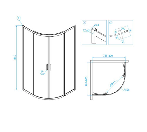 Душевой уголок RGW Classic CL-53 800x800 мм 06095388-11