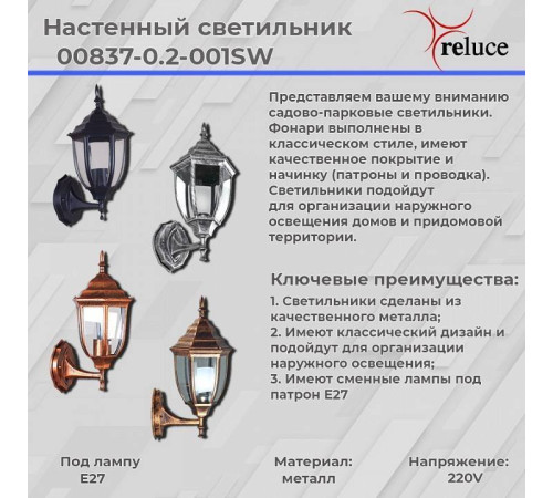 Светильник на штанге Reluce 00837-0.2-001SW BKSL