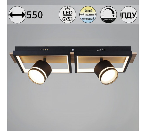 Накладной светильник De Markt Ракурс BK+WOOD 19560-0.3-2+2 BK+WOOD