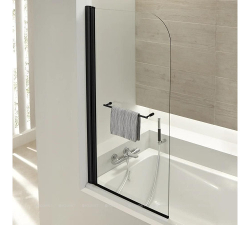 Шторка на борт ванны Jacob Delafon Odeon Up 80x145 см с полотенцедержателем черный E4932-BL