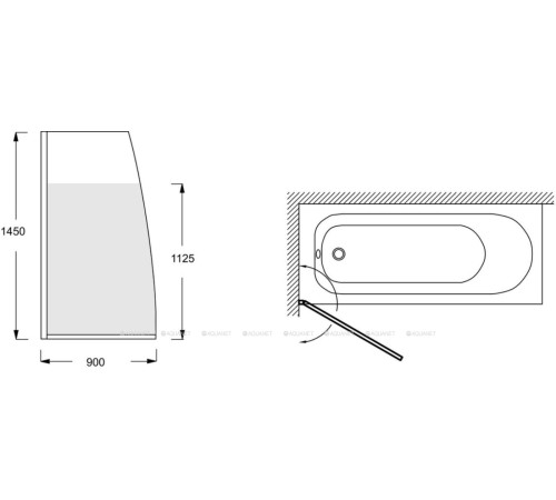 Шторка на борт ванны Jacob Delafon Serenity 80x145 см стекло матовое E4933-GA