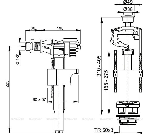 Выпускной комплект AlcaPlast SA2000 1/2 со стоп-кнопкой SA2000 1/2 CHROM