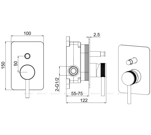 Смеситель встраиваемый для душа Allen Brau Priority 2 выхода Easy box никель 5.31011-BN