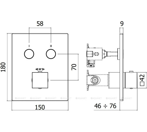 Термостат Paffoni Compact внешняя часть на 2 функции черный матовый CPT518NO