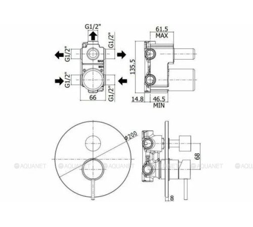 Смеситель для душа встраиваемый Paffoni LIGHT на 3 выхода белый матовый LIG019BO