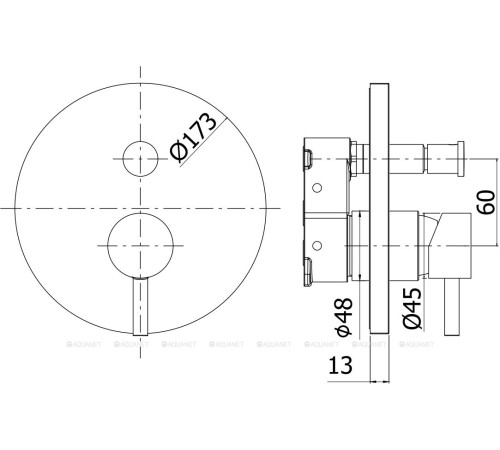 Смеситель встраиваемый для душа Paffoni Light PBOX на 2 выхода с кнопочным дивертором хром LIGBOX015CR