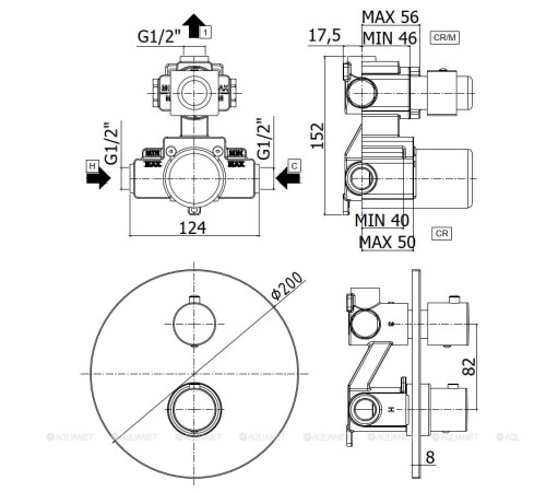 Смеситель встраиваемый термостатический для душа Paffoni Light на 1 выход черный матовый LIQ013NO
