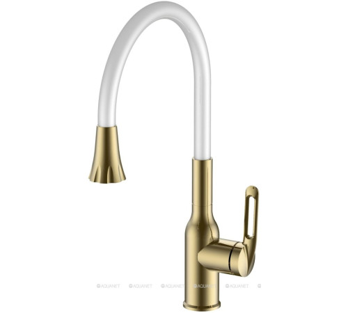 Смеситель для кухни Haiba HB42830-5 золото/белый с гибким изливом HB42830-5