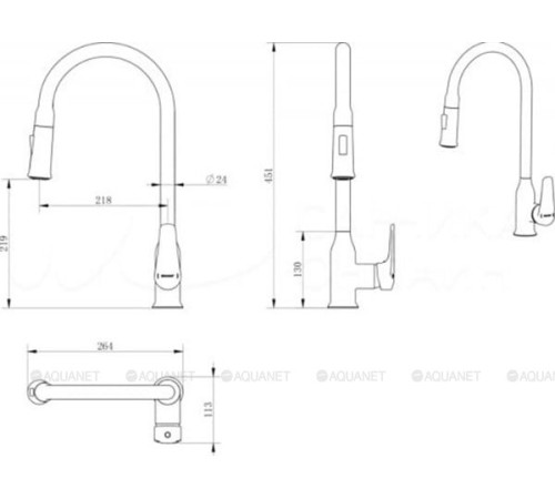 Смеситель для кухни Haiba HB73816-7 с выдвижным изливом черный HB73816-7