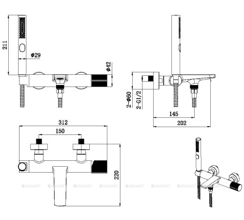 Смеситель для ванны Allen Brau Liberty с изливом и душевым набором хром 5.33006-00