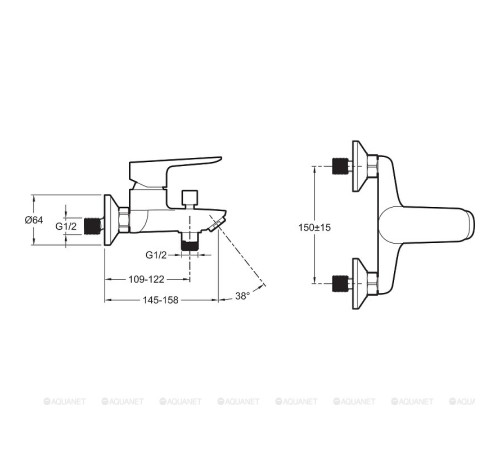 Смеситель для ванны Jacob Delafon Oscar матовый черный E29844-BL