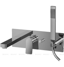 Смеситель для ванны Paffoni Tilt встраиваемый с изливом и душевым набором сталь TI001ST