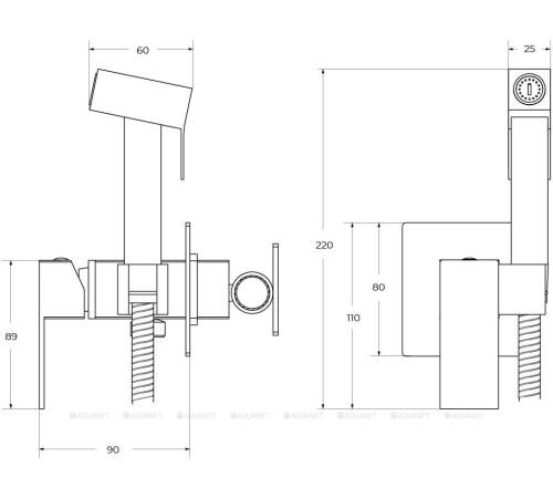 Гигиенический душ со смесителем Cezares SLIDER сатин матовый SLIDER-DIF-IN