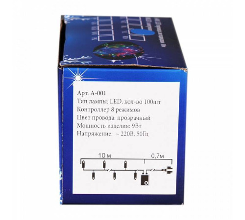 Гирлянда нить Sneha A-001 100 LED 10 м синий свет A-001 LED BL