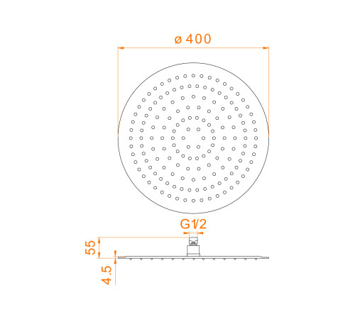 Верхний душ RGW SP-81B круглый 400 мм черный 21148140-04