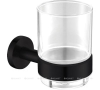 Стакан для зубных щеток Aquanet 4584MB стекло с держателем черный матовый 4584MB