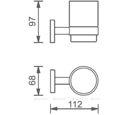 Стакан для зубных щеток Aquanet 4584MB стекло с держателем черный матовый 4584MB
