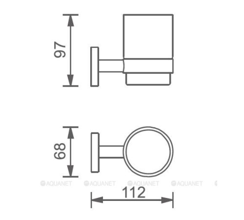 Стакан для зубных щеток Aquanet 4584 стекло с держателем хром 4584
