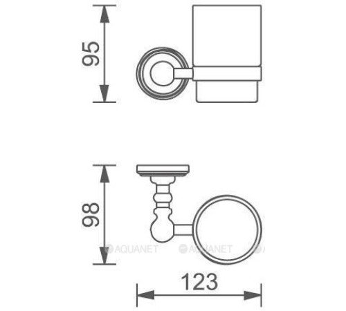 Стакан для зубных щеток с держателем Aquanet золото 4684