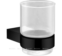Стакан для зубных щеток Aquanet 5684MB стекло с держателем черный матовый 5684MB