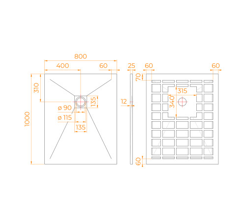 Душевой поддон прямоугольный RGW Stone Tray-W белый 800x1000 мм 14152810-01-11