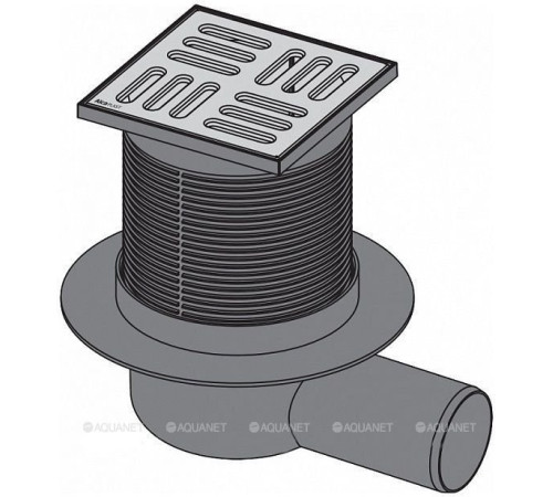 Трап сливной AlcaPlast 105x105/50 мм боковой выпуск решетка нерж. сталь APV1