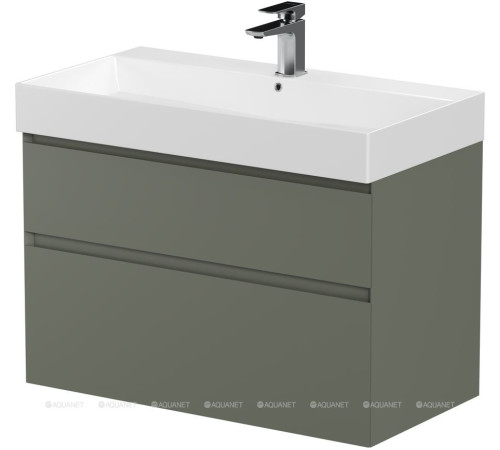 Тумба под раковину подвесная Allen Brau INFINITY 85 см 2 ящика олива матовый 1.210026.CGM