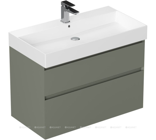 Тумба под раковину подвесная Allen Brau INFINITY 85 см 2 ящика олива матовый 1.210026.CGM