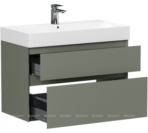Тумба под раковину подвесная Allen Brau INFINITY 85 см 2 ящика олива матовый 1.210026.CGM