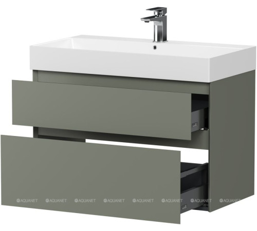 Тумба под раковину подвесная Allen Brau INFINITY 85 см 2 ящика олива матовый 1.210026.CGM