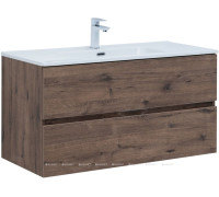 Тумба под раковину Aquanet Алвита New 100 подвесная дуб веллингтон табак 00334188