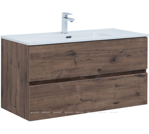 Тумба под раковину Aquanet Алвита New 100 подвесная дуб веллингтон табак 00334188