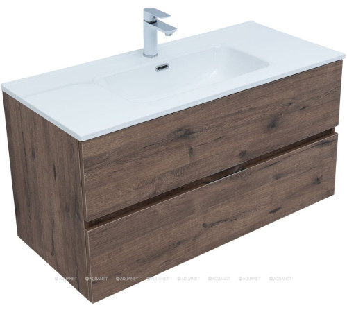 Тумба под раковину Aquanet Алвита New 100 подвесная дуб веллингтон табак 00334188