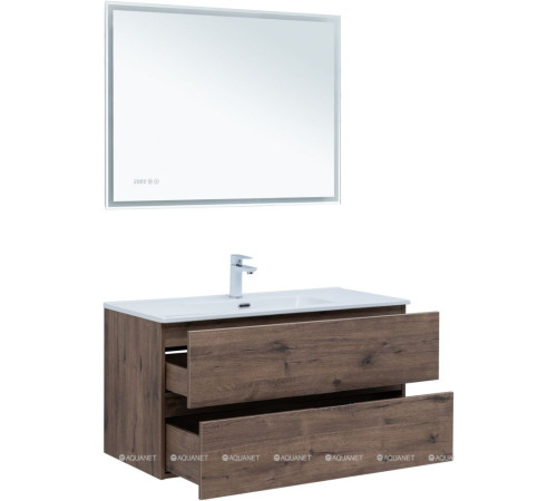 Тумба под раковину Aquanet Алвита New 100 подвесная дуб веллингтон табак 00334188