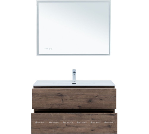 Тумба под раковину Aquanet Алвита New 100 подвесная дуб веллингтон табак 00334188