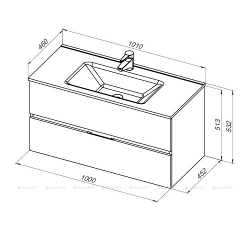 Тумба под раковину Aquanet Алвита New 100 подвесная дуб веллингтон табак 00334188
