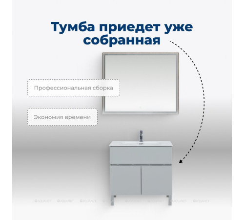 Тумба под раковину Aquanet Алвита New 70 напольная 1 ящик 2 двери серый 00303899