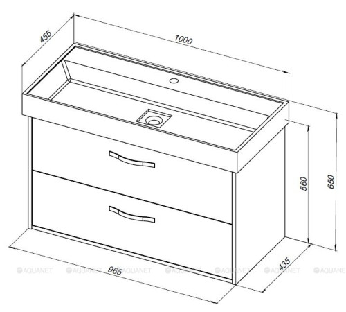Тумба под раковину Aquanet Лофт 100 дуб веллингтон белый 00345457