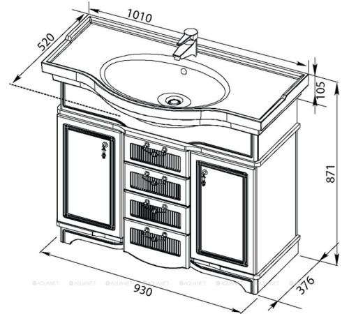 Тумба под раковину Aquanet Луис 100 бежевая 00172698