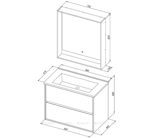 Тумба под раковину Aquanet Милан 85 см дуб рошелье подвесная 00339969