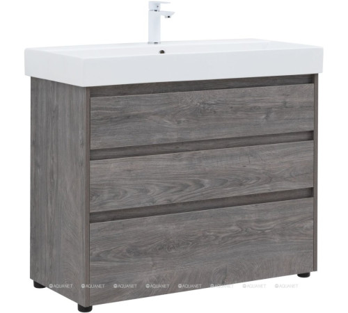 Тумба под раковину Aquanet Nova Lite 100 3 ящика Slim Synergy дуб рошелье 00302479