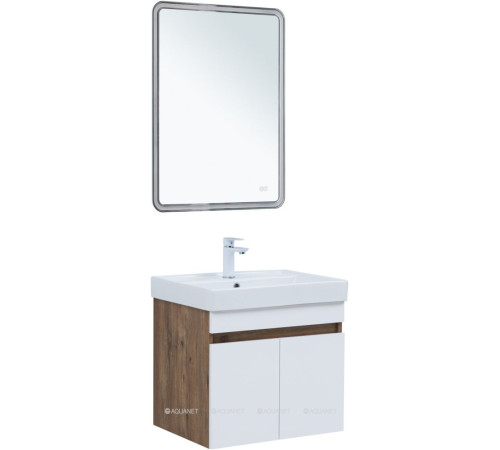 Тумба под раковину Aquanet Оптима 60 дуб рустикальный/белый сатин 00344791