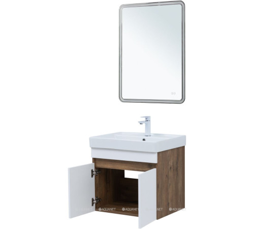 Тумба под раковину Aquanet Оптима 60 дуб рустикальный/белый сатин 00344791