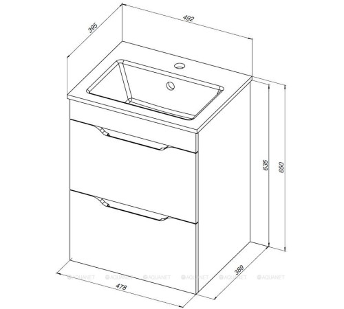 Тумба для ванной Aquanet Практика 50 2 ящика 00347914