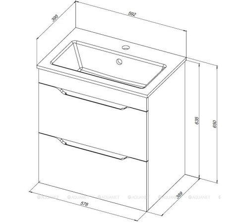 Тумба для ванной Aquanet Практика 60 2 ящика белый глянец 00347963