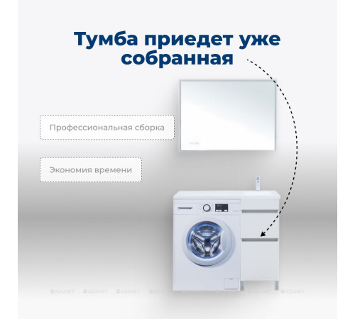 Тумба под раковину Aquanet Вега 40 напольная 2 ящика белый глянец 00329122