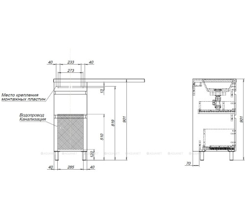 Тумба под раковину Aquanet Вега 40 напольная 2 ящика белый глянец 00329122